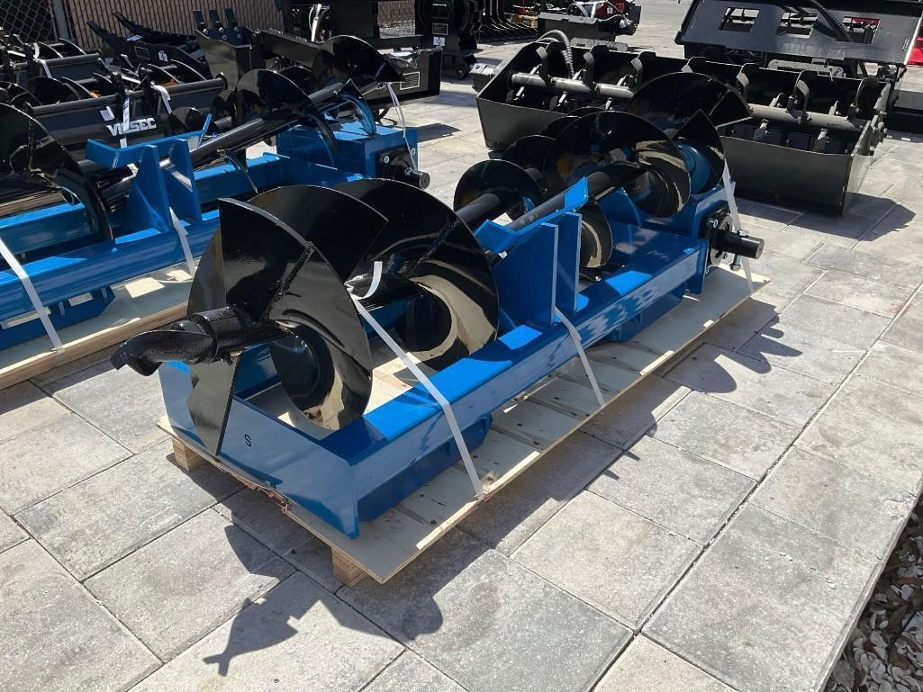 ( 1 ) UNUSED 2025 GIYI AUGER ATTACHMENT FOR SKID STEER, BITS APPROX 8in / 12in & 16in
