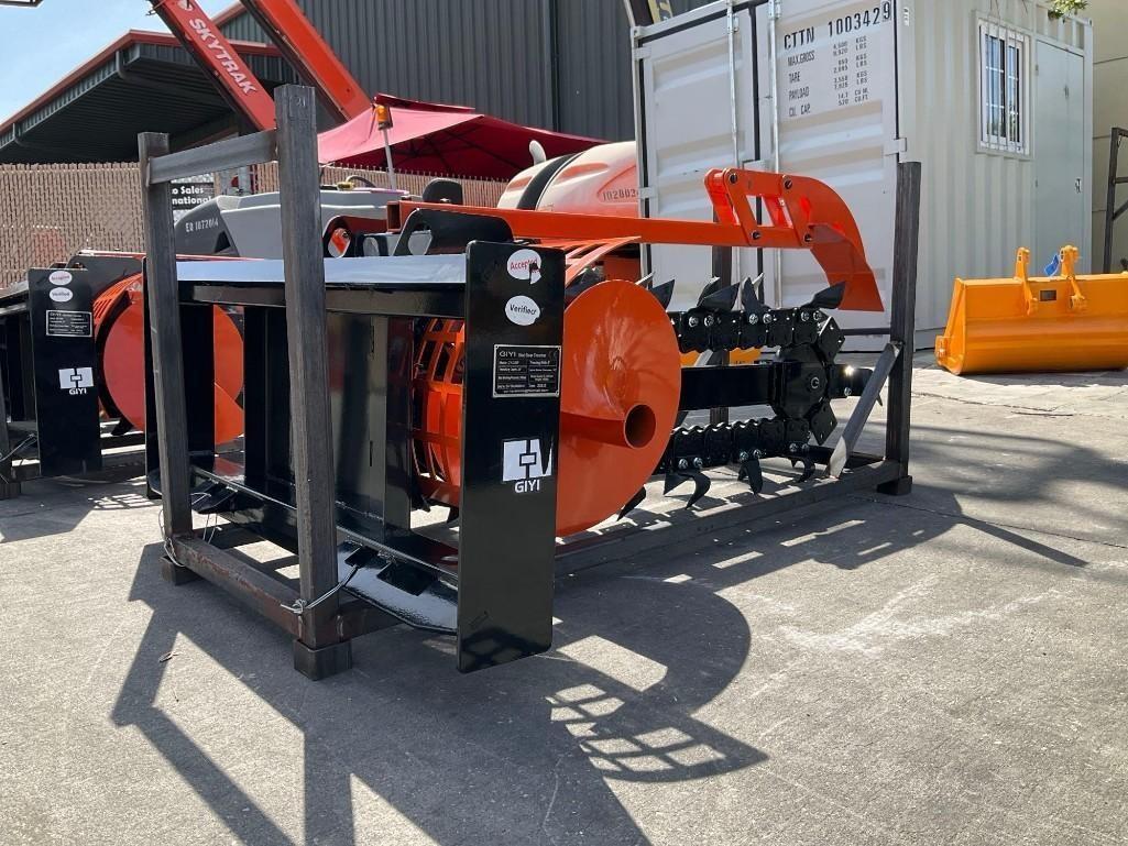 ( 1 ) UNUSED 2025 GIYI TRENCHER MODEL GY-D39F ATTACHMENT FOR UNIVERSAL SKID STEER(PLEASE NOTE STOCK