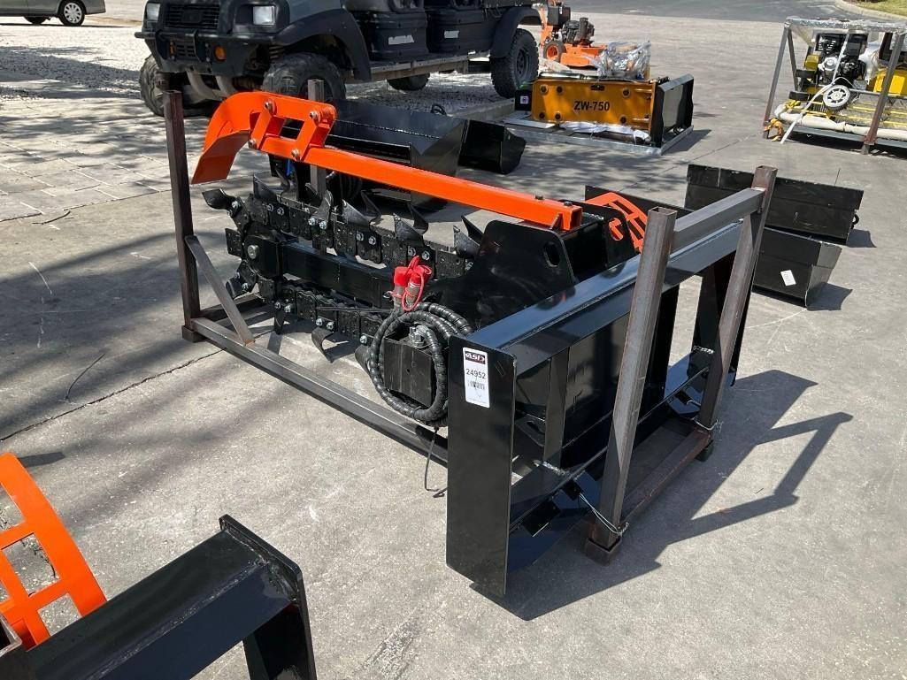 ( 1 ) UNUSED 2025 GIYI TRENCHER MODEL GY-D39F ATTACHMENT FOR UNIVERSAL SKID STEER(PLEASE NOTE STOCK