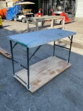 ROLLING PLASTIC TABLE, APPROX 48inW x 24in L x 33in T