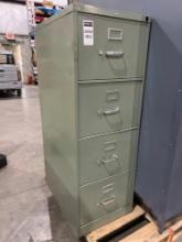 HDN GREEN METAL FILING CABINET; APPROXIMATELY 18 IN L X 27 IN W X 52 IN T