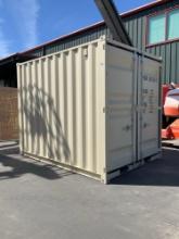 10FT OFFICE / STORAGE CONTAINER, FORK POCKETS WITH SIDE DOOR ENTRANCE & SIDE WINDOW, APPROX 99'' ...