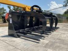 UNUSED 2025 WOLVERINE GRAPPLE BUCKET ATTACHMENT MODEL MFG-13-63W FOR UNIVERSAL SKID STEER