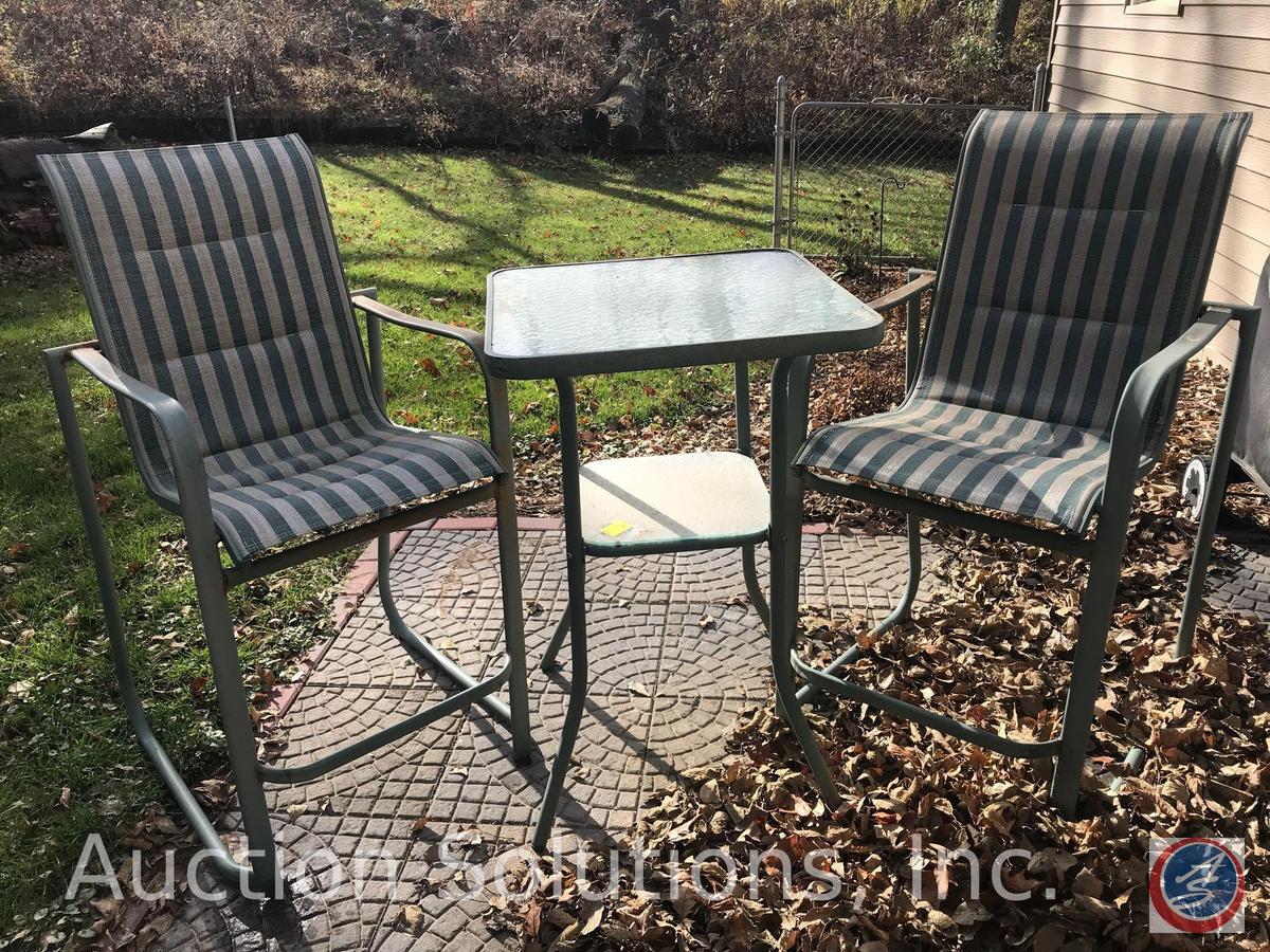Bar height patio table and (2) bar height patio chairs