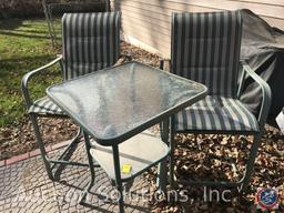 Bar height patio table and (2) bar height patio chairs