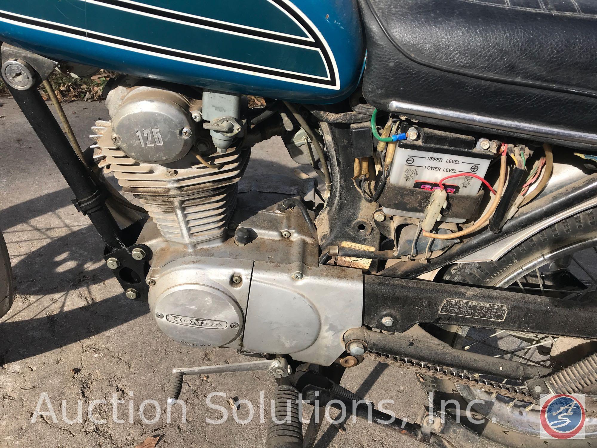 1974 Honda CB 125 Motorcycle. 5413 Miles. Motor turns; has good compression. **Key is NOT available.