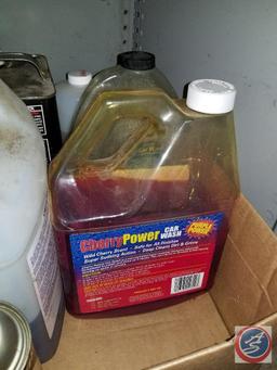 Flat of assorted car care and cleaning supplies (some new/some used)