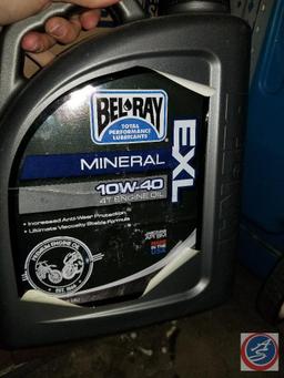 Flat of assorted car care and cleaning supplies (some new/some used)