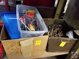 Used small block Chevy crankshaft, box of chain, cables and more