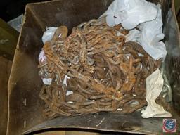Used small block Chevy crankshaft, box of chain, cables and more