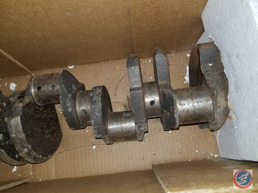 Used small block Chevy crankshaft, box of chain, cables and more