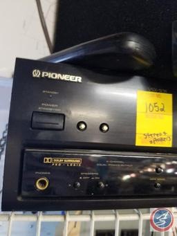 Pioneer stereo #VSX-305 with large Jensen speaker, and (2) wall mounted speakers. {BUYER MUST