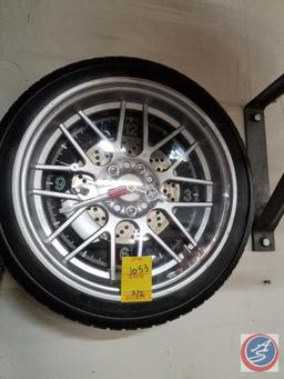 Wall mounted shop fan, and tire shop clock