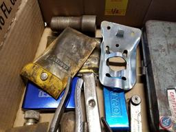 Flat of assorted hand tools, Craftsman socket set, Airco tip cleaners, Craftsman 8 pc. wrench set,