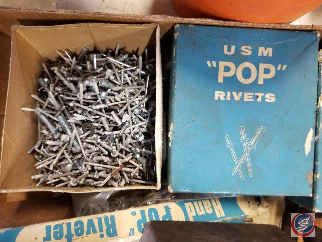 Hand Pop Riveter (model #PRG402), assorted "POP" rivets, number and letter stamps