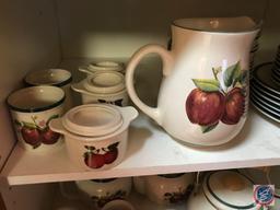 Set of Casuals made in China Apple design plates, bowls, teapots, cups,vegetable bowls
