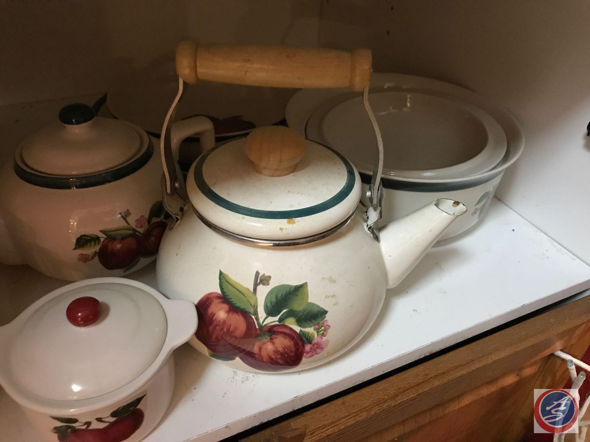 Set of Casuals made in China Apple design plates, bowls, teapots, cups,vegetable bowls