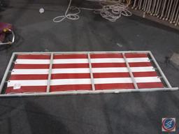[13] Red and White Striped 8' x 30'' Heavy Vinyl Canvas Carnival Panels on Frames