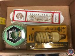 (3) flats containing sonic blade sharpener, Dixon metal pencils, Luma Pro 100 watt light bulb,