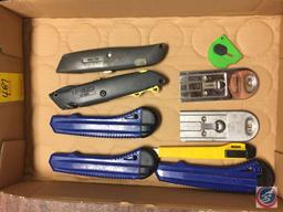 assorted knives and razor scrapers