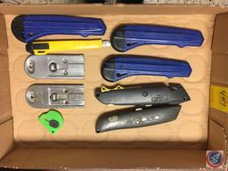 assorted knives and razor scrapers