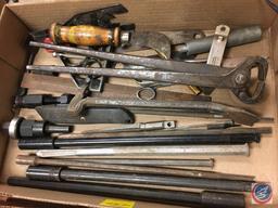 assorted punches, wire nippers, carpet cutter, church keys and more