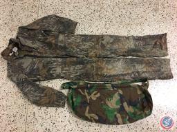 Real Tree camo coveralls Y18 regular and a carry bag