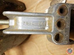 Flat containing Shaler antique cast iron tire patch clamp, Stanley and Turner tools and more