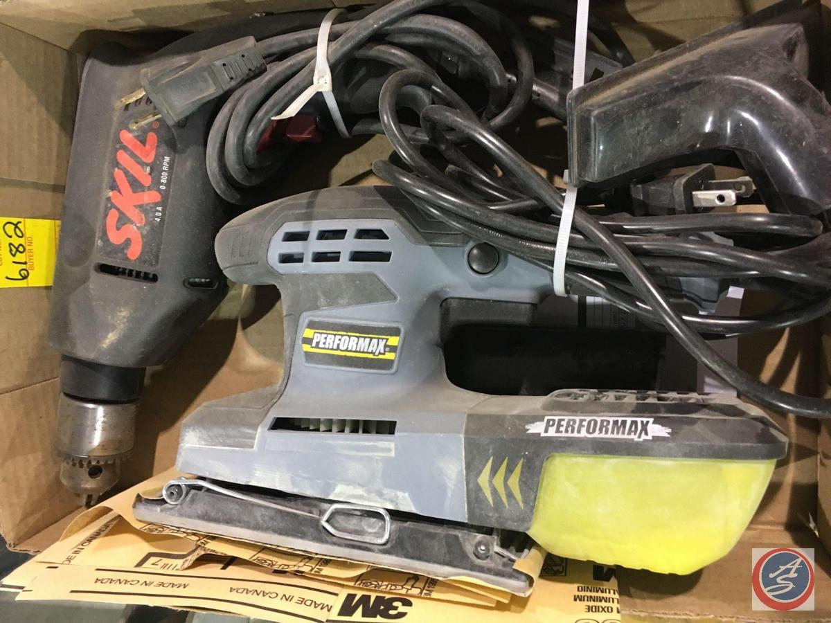 PerforMax Electric Sander w/ Sand Paper, and a Skil Electric Drill