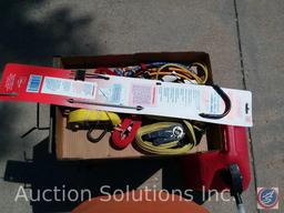 Test-Rite Rolling Metal Cabinet; Zero-Start Dip Stick Heater; Gas Can; Tie-Down Straps; Bungee Cords