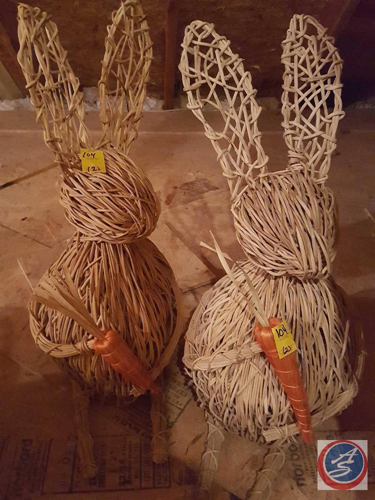 (2) wicker Easter bunny decorations