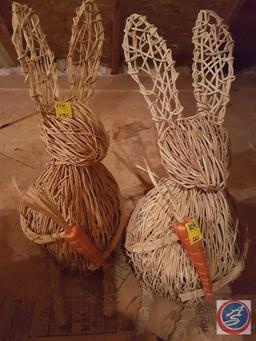 (2) wicker Easter bunny decorations