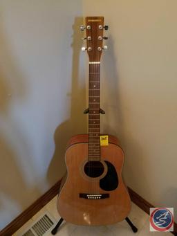 Synsonics 6 string acoustic guitar (model #8050P) with stand