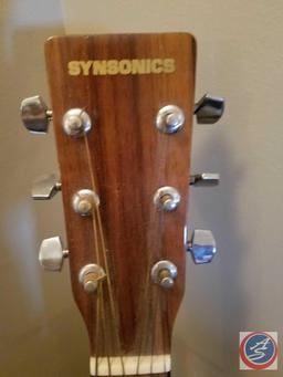 Synsonics 6 string acoustic guitar (model #8050P) with stand