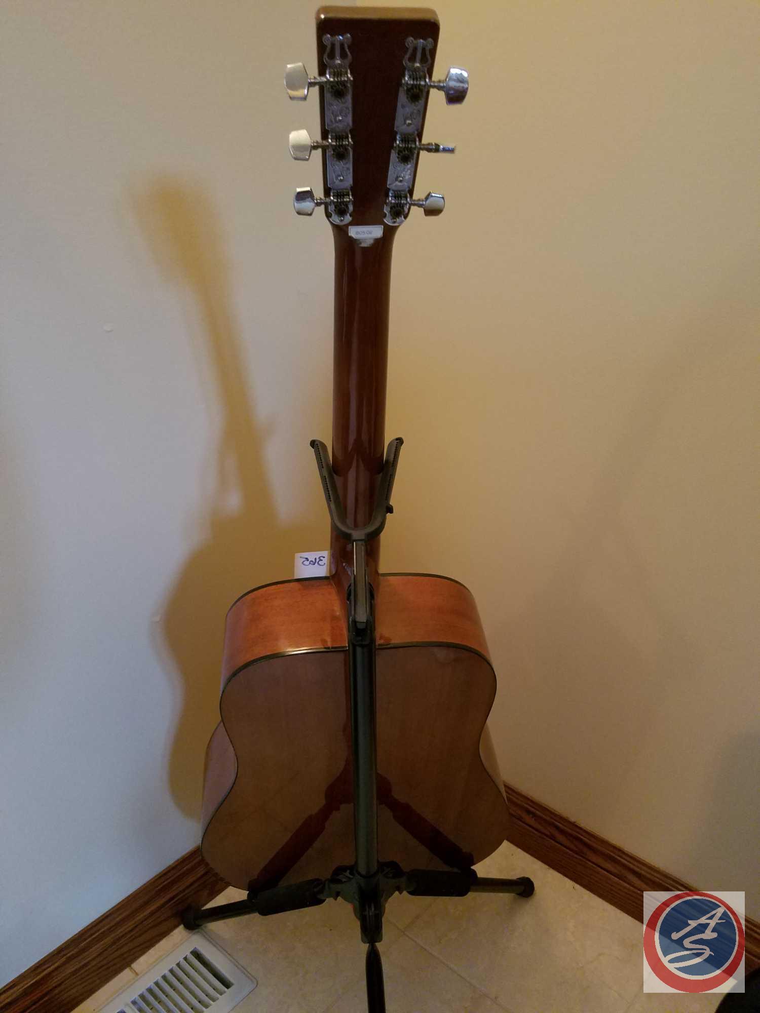 Synsonics 6 string acoustic guitar (model #8050P) with stand