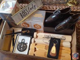 Decorative basket tray, decorative wire basket, wooden 2 tier display, pair of wing tip shoe