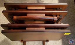 Set of 4 wood TV tables with stand
