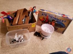 Assortment of misc. remote control toys including an Air Swimmer and Abco Tech color changing