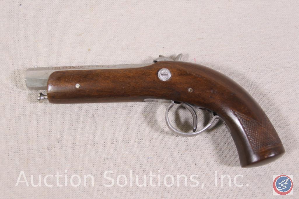 Mendt Model Single Shot 36 Cal Pistol Engraved and Nickel Plated Percussion Cap Pistol in Wooded