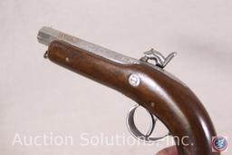 Mendt Model Single Shot 36 Cal Pistol Engraved and Nickel Plated Percussion Cap Pistol in Wooded