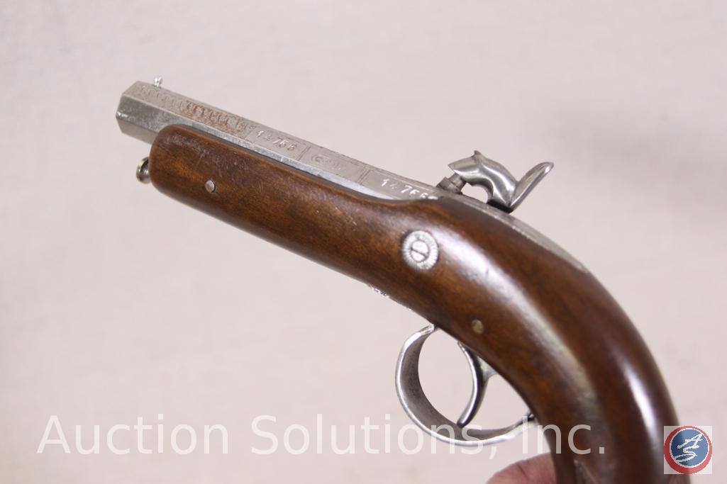 Mendt Model Single Shot 36 Cal Pistol Engraved and Nickel Plated Percussion Cap Pistol in Wooded