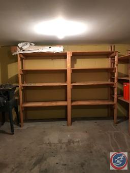 4 Tier Handmade Wooden Shelf 96"x22.5"x73" Contents Included- Large Ceiling Panels