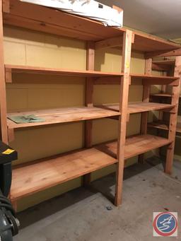 4 Tier Handmade Wooden Shelf 96"x22.5"x73" Contents Included- Large Ceiling Panels