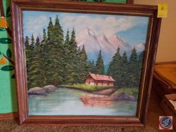 Framed Felt Art Piece, Floating Shelf, Framed Canvas Art by Neta Ball, Framed Canvas Painting Signed