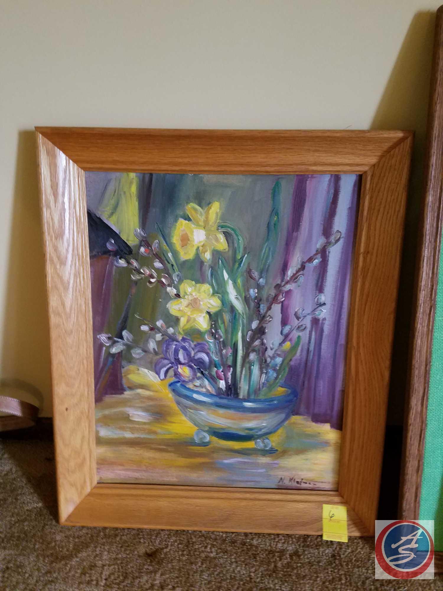 Framed Felt Art Piece, Floating Shelf, Framed Canvas Art by Neta Ball, Framed Canvas Painting Signed
