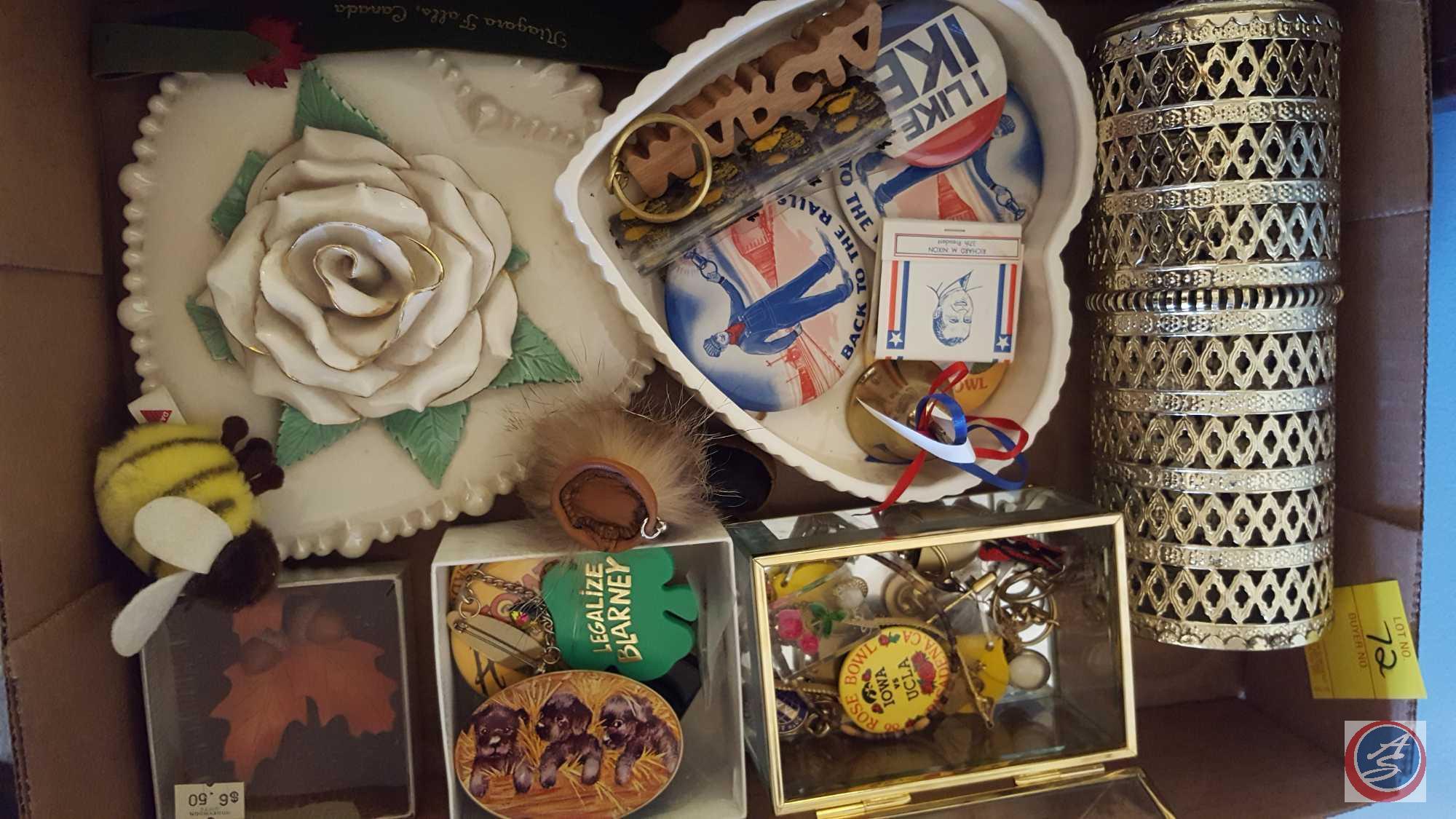 Vanity Tray with 2 Hand Held Mirrors, Mirror on Stand, Small Hanging Mirror, Assorted Jewelry, Blue