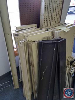 (7) Section of Lozier Brand Single Sided Peg Board with Double Sided Capability 3 Foot Shelves.