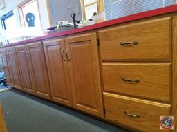 Counter with 3 Drawers and 3 Cabinets Measuring 121.75 X 38 X 36