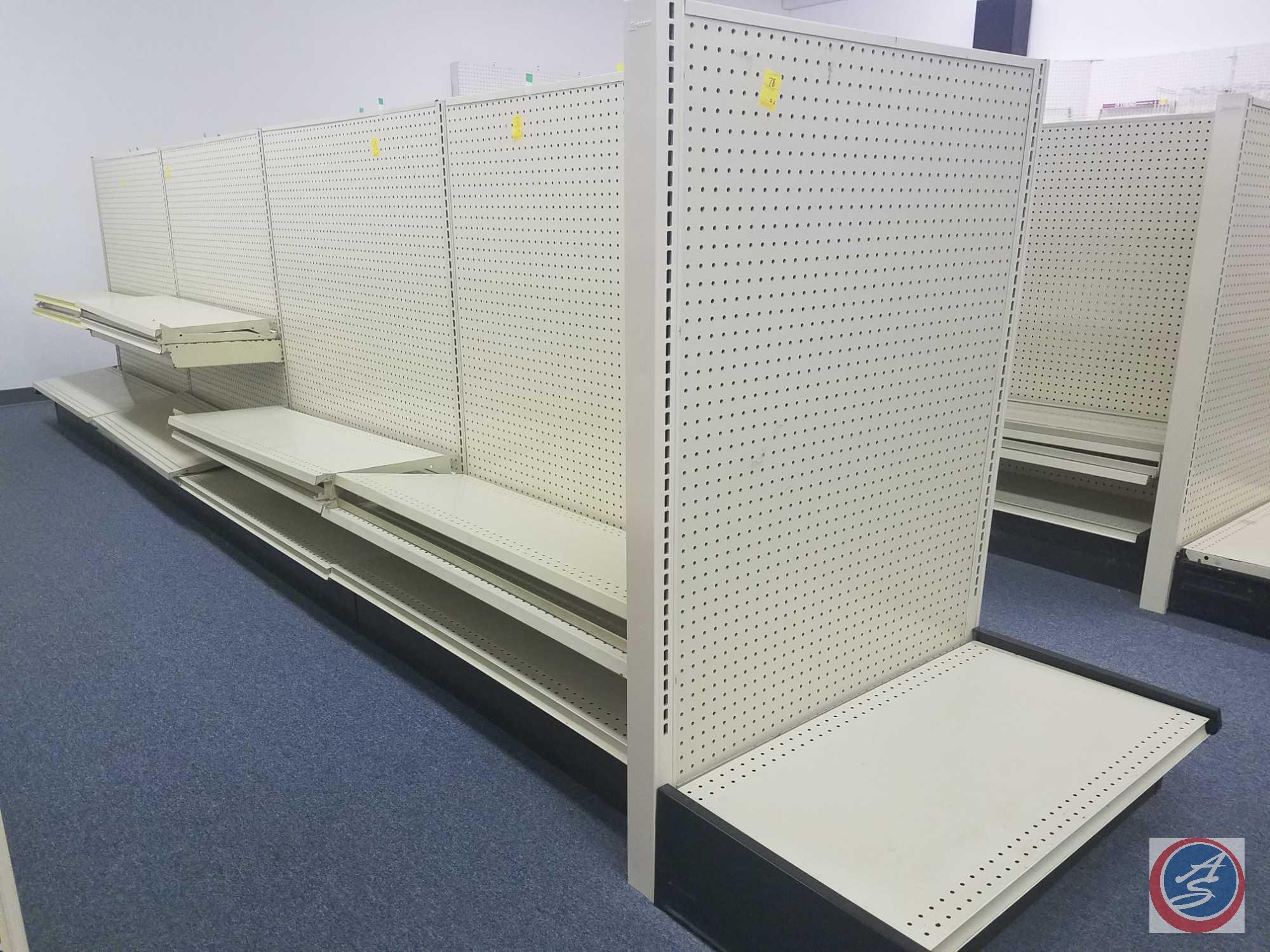 5 Sections of Lozier Shelving Gondola Measuring 49 X 54 including 4 Adjustable Shelves Measuring 48