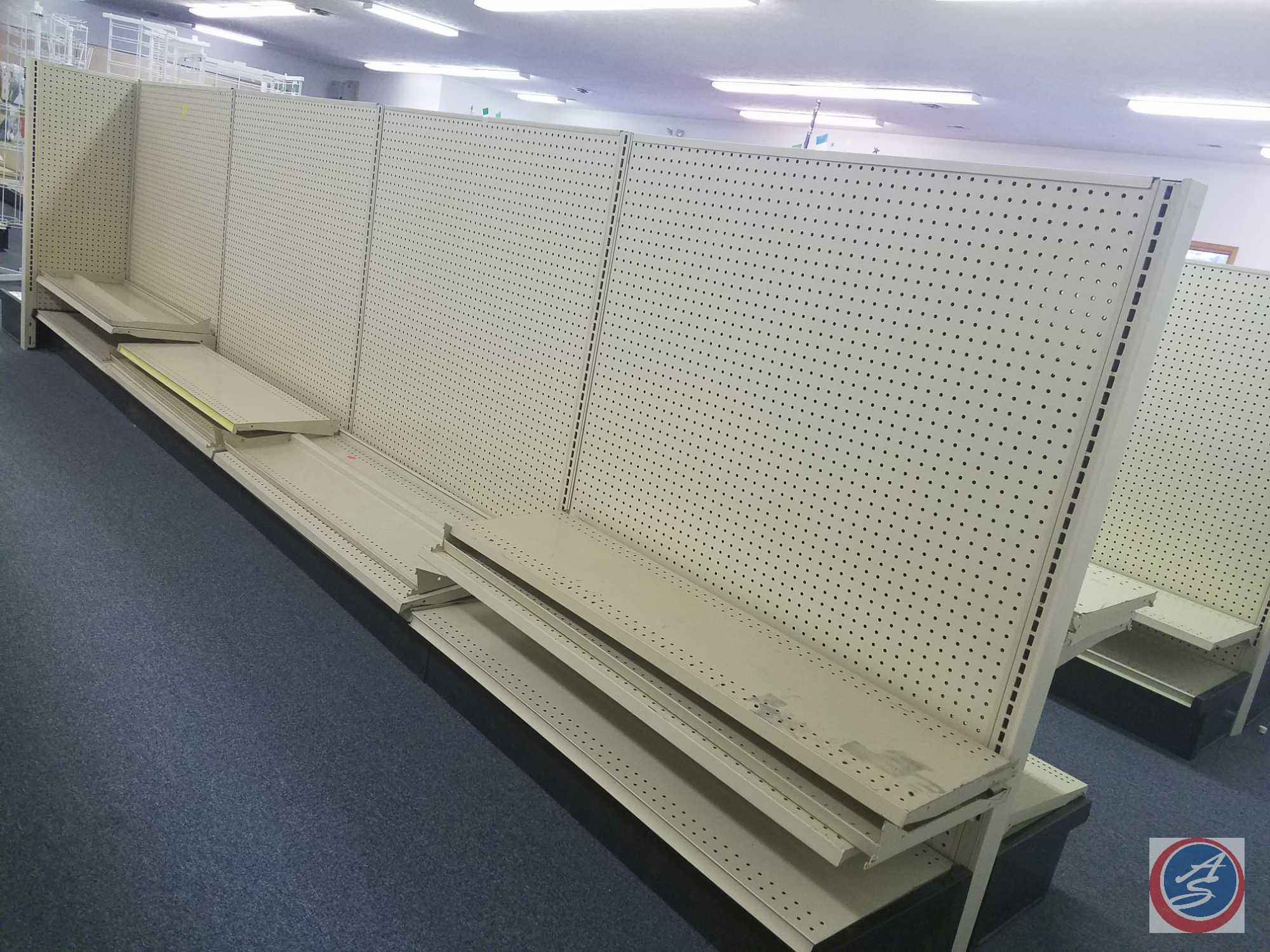 5 Sections of Lozier Shelving Gondola Measuring 49 X 54 including 4 Adjustable Shelves Measuring 48